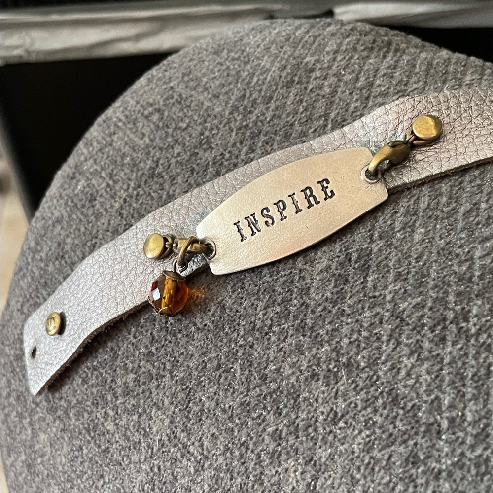 Inspire Gray Leather Bracelet